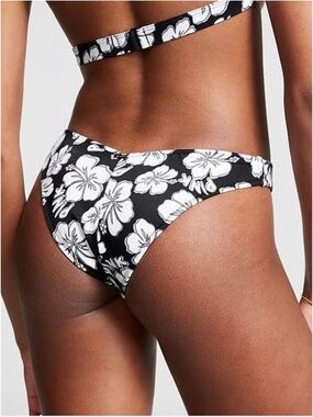 PINK Victoria's Secret Black & White Floral Bikini Bottom